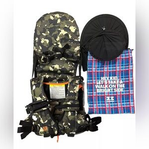 Green and Black Camouflage Backpack with Sturdy Straps